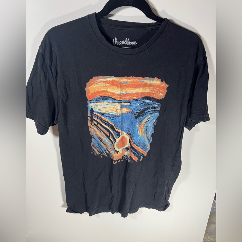 Threadless Peanuts The scream Charlie Brown Graphic Tee large L